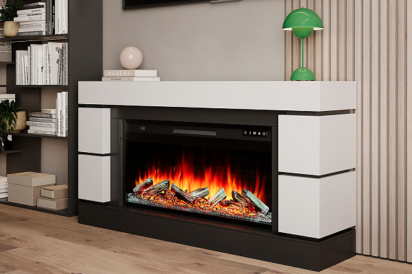 Каминокомплект Modern - Белый с черным с очагом Crystal 36 RF (выставочный образец)_15